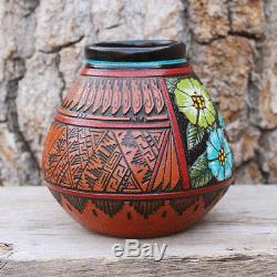 Native American Navajo Hummingbird Pottery Vase By Arnold Brown Navajo
