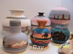 Native American Navajo Pottery Signed. 8 Pieces