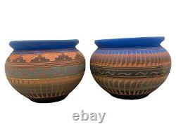 Native American Pottery (2) Navajo Handmade Home Decor Vase Millissa Charlie