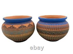 Native American Pottery (2) Navajo Handmade Home Decor Vase Millissa Charlie