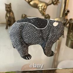 Native American Pottery Acoma Bear Sculpture Signed N. M. Lawrence Chavez