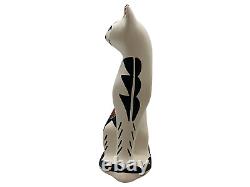 Native American Pottery Acoma Cat Sculpture Hand Painted Indian Home Decor SC