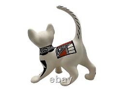 Native American Pottery Acoma Cat Sculpture Hand Painted Indian Home Decor SC