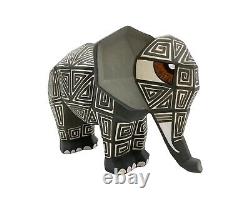 Native American Pottery Acoma Elephant Sculpture Hand Painted Home Decor SC