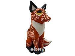Native American Pottery Acoma Fox Sculpture Hand Painted Home Decor Vase Chino