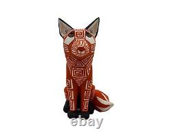 Native American Pottery Acoma Fox Sculpture Hand Painted Indian Home Decor SC