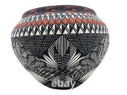 Native American Pottery Acoma Handmade Fine Line Hand Painted Vase Jay Vallo