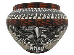 Native American Pottery Acoma Handmade Fine Line Hand Painted Vase Jay Vallo