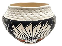 Native American Pottery Acoma Handmade Fine Line Work Home Decor Vase B Garcia