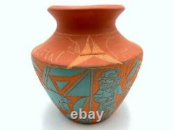 Native American Pottery Acoma Handmade Stunning Work Beautiful Vase S. Antonio