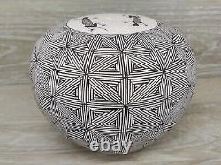 Native American Pottery Acoma Pueblo Fine Line Seed Pot By Carrie C. Charlie