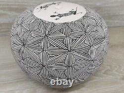 Native American Pottery Acoma Pueblo Fine Line Seed Pot By Carrie C. Charlie