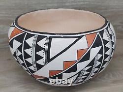 Native American Pottery Acoma Pueblo Polychrome Hand Coiled Bowl