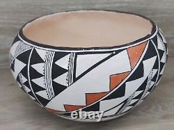 Native American Pottery Acoma Pueblo Polychrome Hand Coiled Bowl