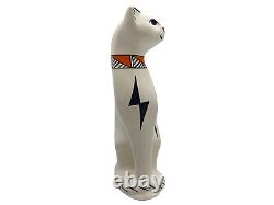 Native American Pottery Cat Sculpture Handmade Acoma Indian Vase Shirley Chino