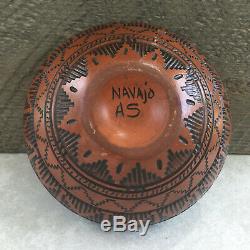 Native American Pottery-Etched Pottery-Navajo Ceramic Bear Pot-Arnold Brown