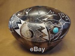 Native American Pottery Hand Etched Pot by Gary Yellow Corn! Acoma Pueblo