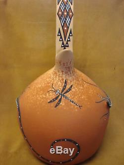 Native American Pottery Hand Painted Lizard Wedding Vase by Cellicion, Zuni Pueb