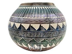 Native American Pottery Horse Hair Navajo Vase Home Decor Handmade Indian Largo