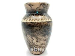 Native American Pottery Horse Hair Vase Navajo Indian Handmade Home Decor Vail