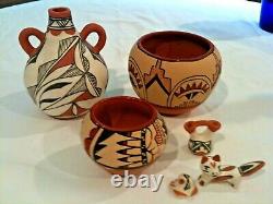 Native American Pottery Isleta Pueblo, Lucy Jojola & Reyes Megdalena Lot of SIX