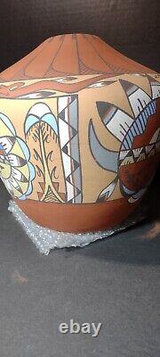 Native American Pottery Jemez Pueblo New Mexico Signed Vintage Large 9.5H 10W