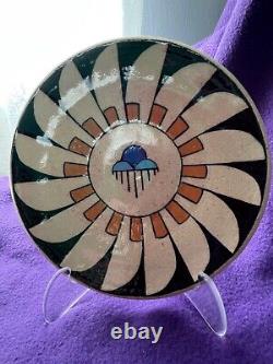 Native American Pottery-Santa Clara- Raincloud & Feather design- signed K Kubby