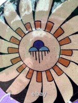 Native American Pottery-Santa Clara- Raincloud & Feather design- signed K Kubby