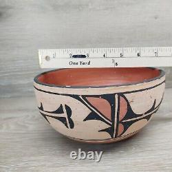 Native American Pottery Santo Domingo Hand Coiled Polychrome Bowl