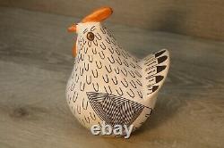 Native American Pottery Signed Acoma Pueblo Chicken Effigy By Marie Z. Chino