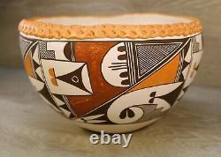 Native American Pottery Signed Acoma Pueblo Polychrome Bowl By Marie S. Juanico