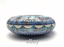Native American Pottery Turtle Horsehair Navajo Handmade Etched Metallic Signed