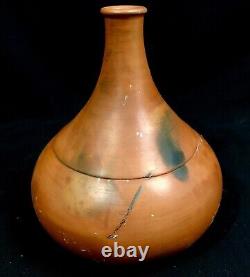 Native American Pottery Vase Hand Thrown Santa Clara Nambe Redware Burnished 8.5