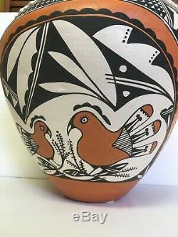 Native American Pottery Wedding Vase Acoma Norma Jean Signed Pot Lovely Large