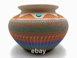 Native American Pottery with Turquoise Navajo Indian Handmade Navajo Robinson V