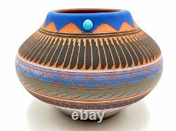 Native American Pottery with Turquoise Navajo Indian Handmade Navajo Robinson V