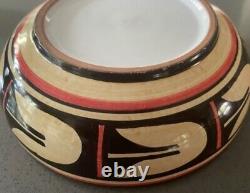 Native American Pueblo Pottery Polychrome Bowl Squash Blossom Pattern
