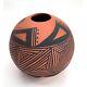 Native American Round Vase Acona Laguna Corn Terra Cotta and Black Pottery DH604