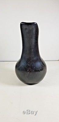 Native American Santa Clara Pueblo Black on Black Wedding Vase Stoneware Pottery