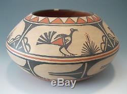 Native American Santo Domingo Pueblo Pottery Bowl with Parrots by Robert Tenorio
