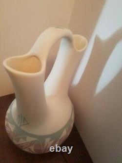 Native American Signed Jones Navajo Pottery 14 Wedding Vase Mesa Verde Large