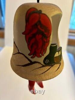 Native American Southwest Pottery Bell/Wind Chime Signed J Lowe Red Chile Pepper