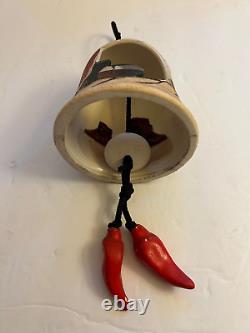 Native American Southwest Pottery Bell/Wind Chime Signed J Lowe Red Chile Pepper