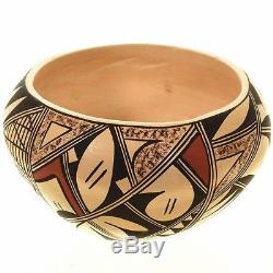 Native American Vintage Hopi Tewa Polychrome Signed Pottery circa 1990