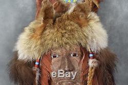 Native American Wall Art-Authentic INDIAN HEADDRESS with Original Animal Furs
