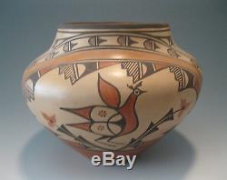 Native American Zia Pueblo Bowl with ROADRUNNER motif by Elizabeth Medina