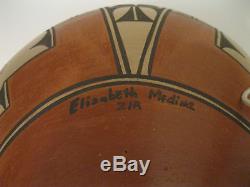 Native American Zia Pueblo Bowl with ROADRUNNER motif by Elizabeth Medina