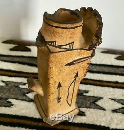 Native American Zuni NM Pottery Candlestick Chieftain Headdress 1890 to 1920s
