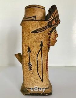 Native American Zuni NM Pottery Candlestick Chieftain Headdress 1890 to 1920s
