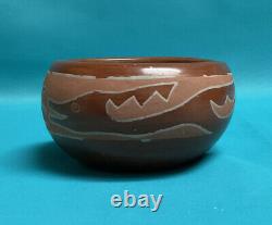 Native Santa Clara Pueblo Red Pottery Bowl Signed Agapita Tafoya Early Rare